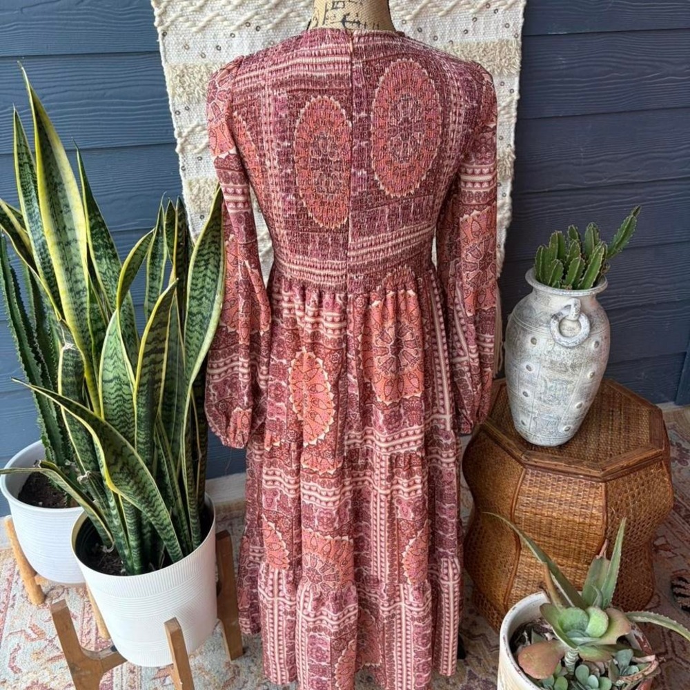 Böhme multicoloured midi dress with medallion design Size S boho - Picture 3 of 7